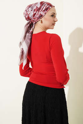 Çapraz Büzgülü Sandy Bluz Kırmızı - Bluz