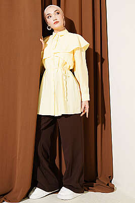 Çapraz Detaylı İp Kuşaklı Gömlek Sarı - Gömlek