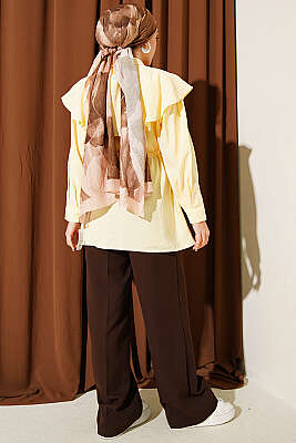 Çapraz Detaylı İp Kuşaklı Gömlek Sarı - Gömlek