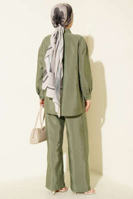 Çapraz Düğmeli Bağcıklı Paraşüt İkili Takım Haki - İkili Takım