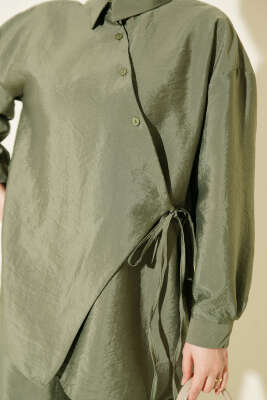 Çapraz Düğmeli Bağcıklı Paraşüt İkili Takım Haki - İkili Takım