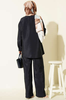 Çapraz Düğmeli Bağcıklı Paraşüt İkili Takım Lacivert - İkili Takım