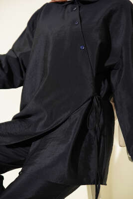 Çapraz Düğmeli Bağcıklı Paraşüt İkili Takım Lacivert - İkili Takım