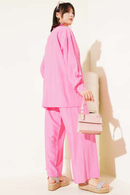 Çapraz Düğmeli Bağlamalı Tunik İkili Takım Pembe - 700-1000 TL Ürünler