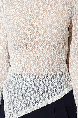 Çapraz Geçişli Dantel Bluz Beyaz - Kadın Giyim Modelleri