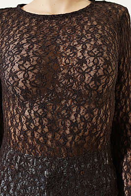 Çapraz Geçişli Dantel Bluz Kahve - Kadın Giyim Modelleri