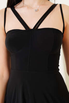 Çapraz İp Askılı Sandy Mini Elbise Siyah - Kadın Giyim Modelleri