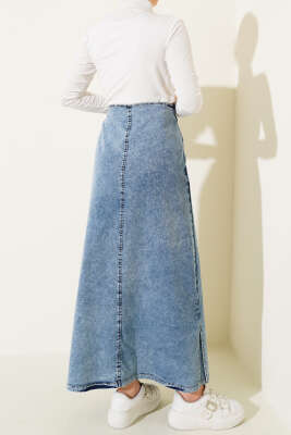 Çapraz Kapaklı Kot Etek Kot - Uzun Etek