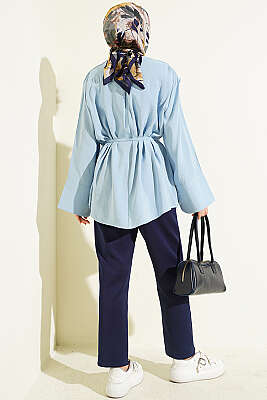 Çapraz Pelerinli Modal Tunik Bebe Mavi - Tunik