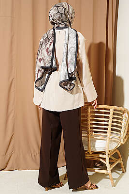 Çapraz Pelerinli Modal Tunik Bej - Tunik