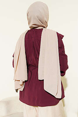 Çapraz Pelerinli Modal Tunik Bordo - Tunik