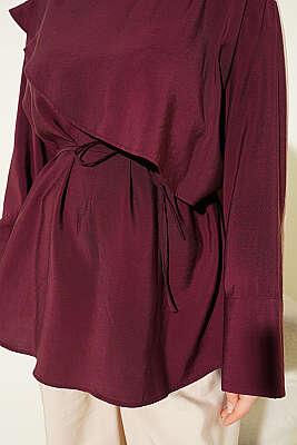 Çapraz Pelerinli Modal Tunik Bordo - Tunik