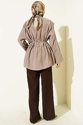 Çapraz Pelerinli Modal Tunik Vizon - Tunik