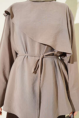 Çapraz Pelerinli Modal Tunik Vizon - Tunik