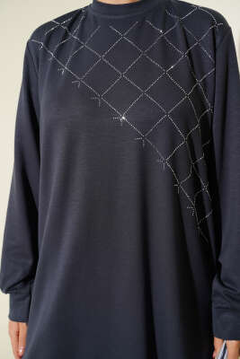 Çapraz Taş Süslemeli İkili Takım Füme - İkili Takım