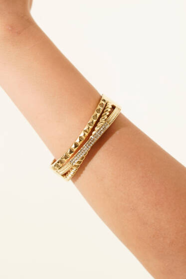 Çapraz Taşlı Kelepçe Gold - Günün Seçilenleri