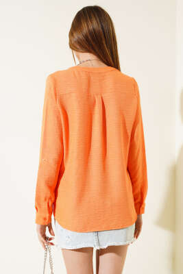 Cebi Düğmeli Salaş Gömlek Oranj - Kadın Giyim Modelleri