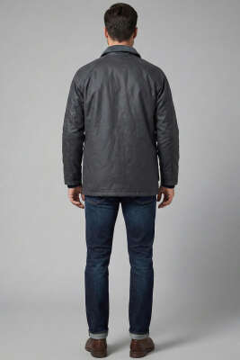 Cebi Kapaklı Kadife Yaka Erkek Mont Füme - Erkek Mont