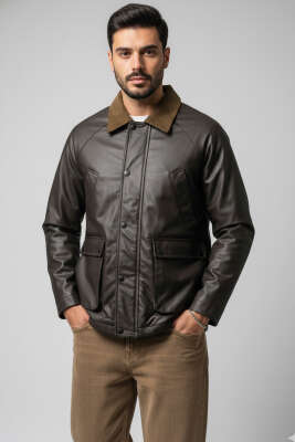 Cebi Kapaklı Kafide Yaka Erkek Mont Kahve - BY MAMİ