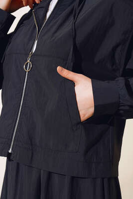 Ceket Etekli İkili Takım Siyah - Thumbnail