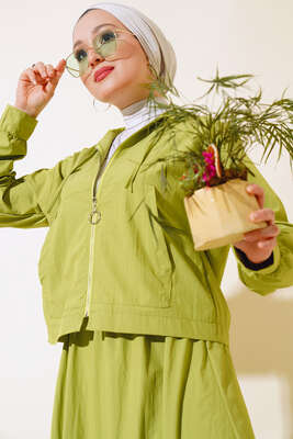 Ceket Etekli İkili Takım Yağ Yeşili - Thumbnail