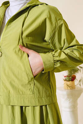 Ceket Etekli İkili Takım Yağ Yeşili - Thumbnail