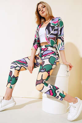 Ceket Pantolon Takım Bej Hardal - Kadın Giyim Modelleri