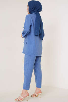 Ceket Pantolon Üç Parça Takım Mavi - Thumbnail