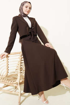 Ceketli Bağlamalı İkili Takım Kahve - MD TREND