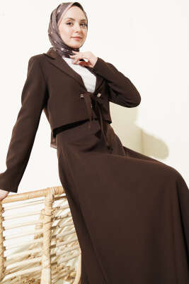 Ceketli Bağlamalı İkili Takım Kahve - İkili Takım