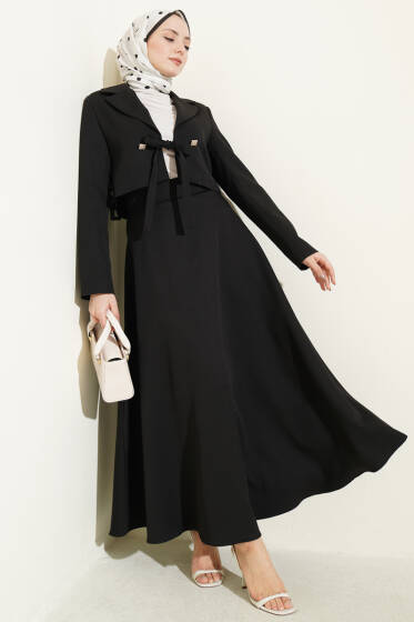 Ceketli Bağlamalı İkili Takım Siyah - İkili Takım