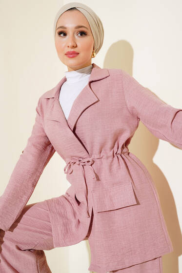 Ceketli Keten Takım Pudra - İkili Takım