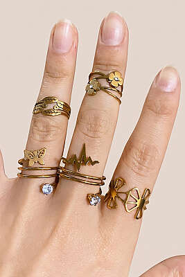 Çelik Yüzük Seti Asorti 1 - YILMAZ BİJUTERİ 