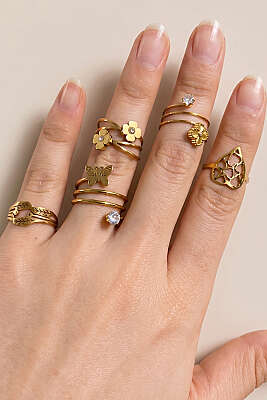 Çelik Yüzük Seti Asorti 3 - YILMAZ BİJUTERİ 