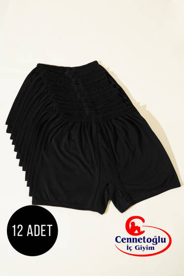 Cennetoğlu 12'li Erkek Paçalı Boxer Siyah - Cennetoğlu