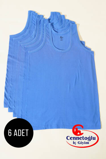 Cennetoğlu 6'lı Erkek Atlet Mavi - Cennetoğlu