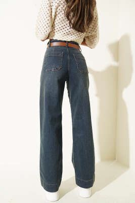 Cep Detaylı Kemerli Pantolon kot - Kadın Giyim Modelleri