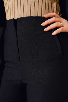 Cep Detaylı Kumaş Pantolon Siyah - Pantolon