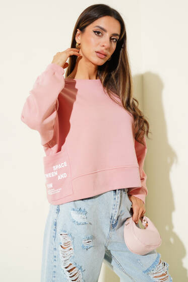 Cep Detaylı Sweat Pudra - Kadın Giyim Modelleri
