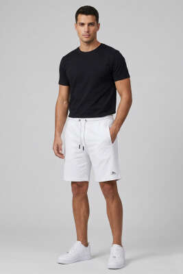 Cep Fermuarlı Erkek Şort Ekru - ERKEK ŞORT