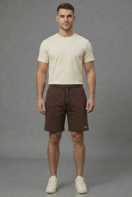 Cep Fermuarlı Erkek Şort Kahve - ERKEK ŞORT