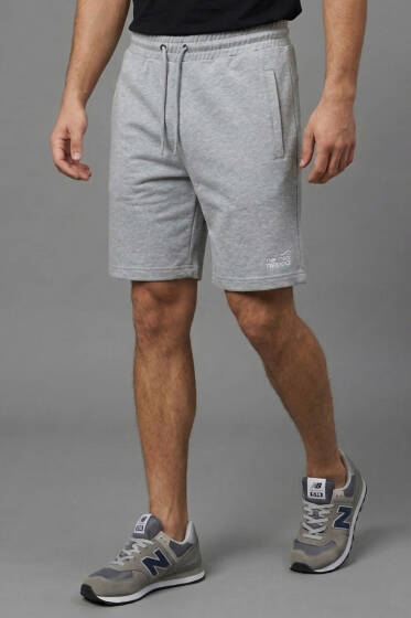 Cep Fermuarlı Erkek Şort Melanj Gri - ERKEK ŞORT