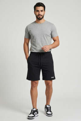 Cep Fermuarlı Erkek Şort Siyah - ERKEK ŞORT