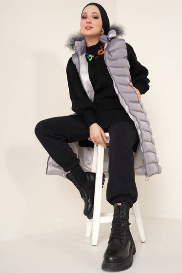 Cep Fermuarlı Şişme Yelek Antrasit - Şişme Yelek