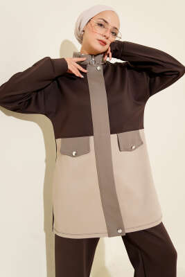Cep Kapak Detaylı Scuba İkili Takım Kahve - Scuba Ürünler