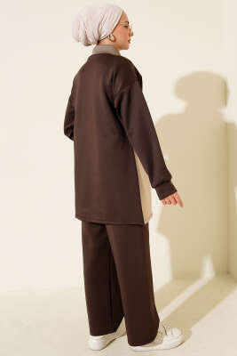 Cep Kapak Detaylı Scuba İkili Takım Kahve - Scuba Ürünler