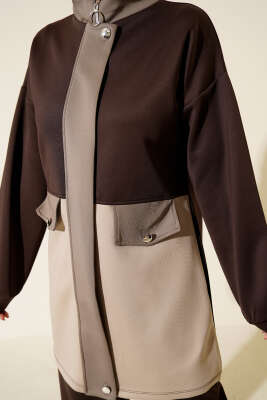 Cep Kapak Detaylı Scuba İkili Takım Kahve - Scuba Ürünler