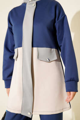 Cep Kapak Detaylı Scuba İkili Takım Lacivert - Scuba Ürünler