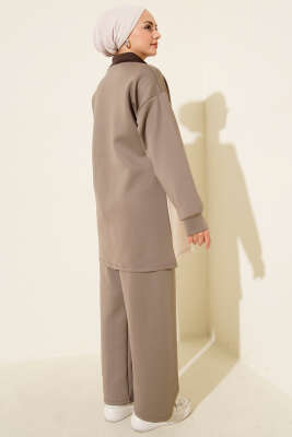 Cep Kapak Detaylı Scuba İkili Takım Vizon - Scuba Ürünler