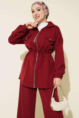 Cep Kapaklı Bel Tünelli Basic İkili Takım Bordo - İkili Takım